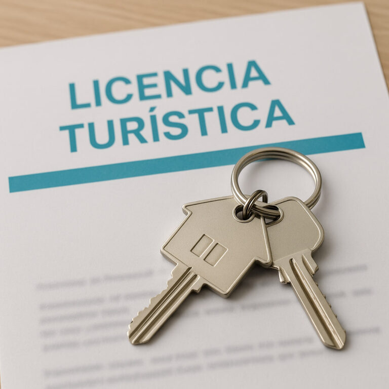 Серебряные ключи на фоне документа с надписью «Licencia turística» — символ покупки квартиры и оформления лицензии в Дении