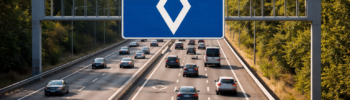 Ромб на дороге в Испании полоса carril VAO на автомагистрали