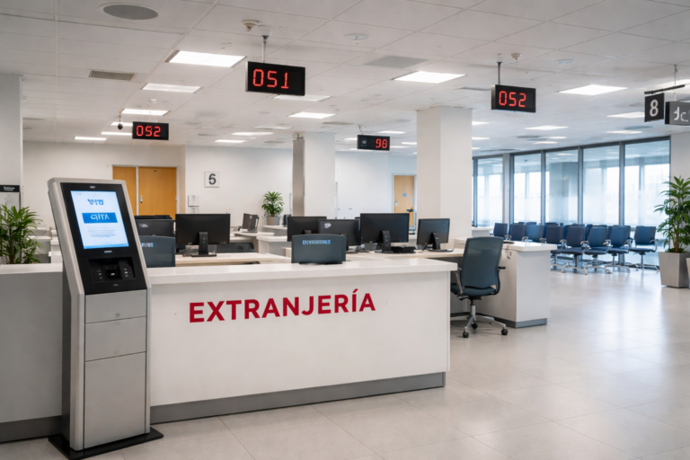 Забастовка в extranjería в Испании (España): что происходит и как это повлияет на документы Пустой офис по делам иностранцев (extranjería) в Испании без посетителей и сотрудников во время забастовки