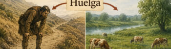 Две версии происхождения испанского слова huelga: от глагола holgar («отдыхать») и от древнего слова olca/olga («влажный луг у реки»)