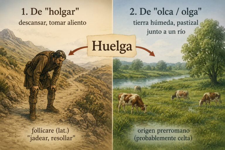Почему испанское слово «huelga» может означать совсем не то, что мы думаем Две версии происхождения испанского слова huelga: от глагола holgar («отдыхать») и от древнего слова olca/olga («влажный луг у реки»)