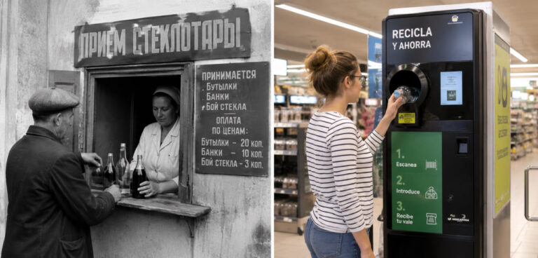 Возврат бутылок и банок (SDDR) станет обязательным в Испании с ноября Сравнение возврата бутылок раньше и сейчас: советский пункт приёма стеклотары и современный автомат SDDR в супермаркете