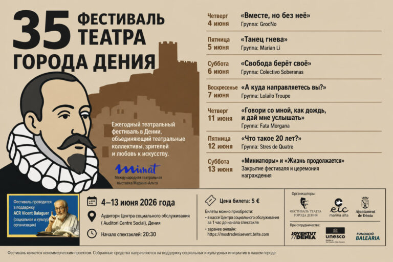35-й фестиваль театра «Город Дения»: афиша театрального события в Дении с программой спектаклей с 4 по 13 июня 2026 года