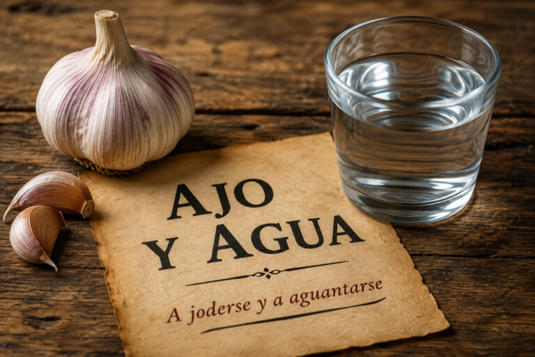 Ajo y agua: почему испанцы так говорят и что на самом деле скрывается за этим выражением Выражение «Ajo y agua» на фоне чеснока и стакана воды
